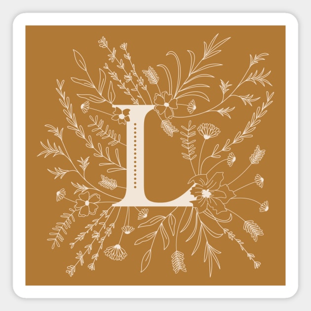 Botanical Letter L (Mustard Yellow) Magnet by Cascade Patterns